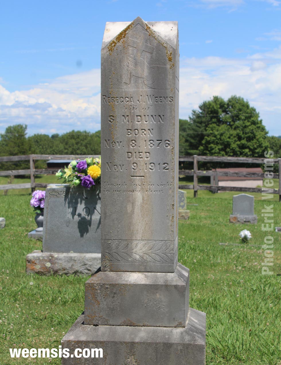 Rebecca J Weems gravestone marker Rebecca J Weems gravestone marker