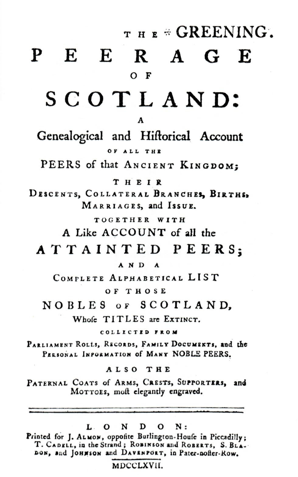 Greening Peerage of Scotland