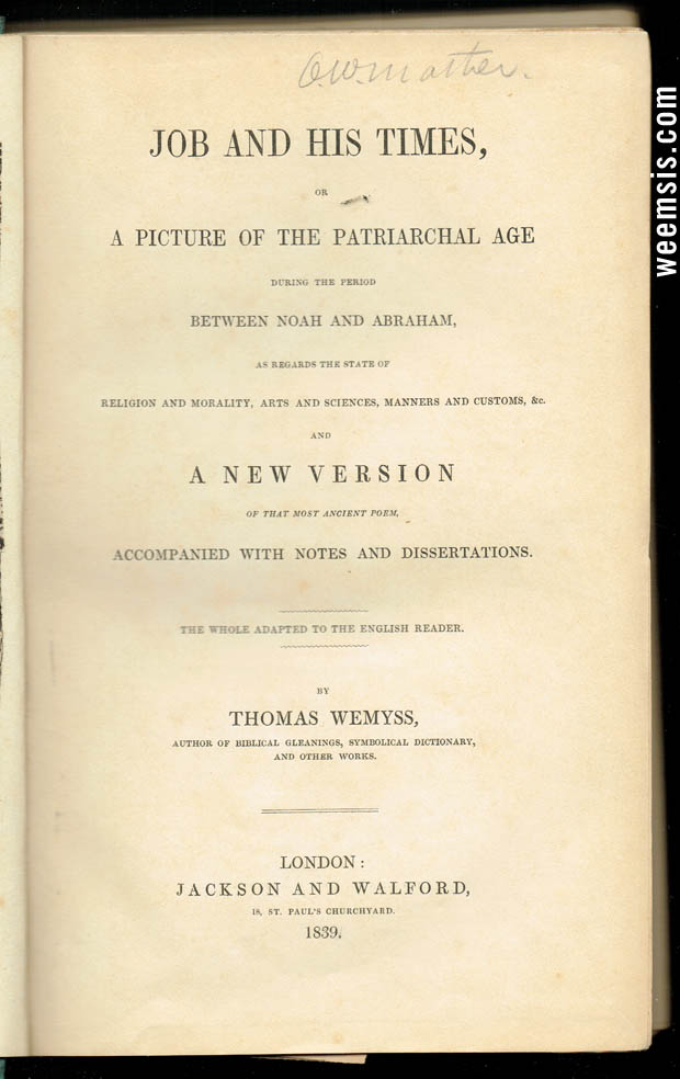 Job and His Times by Thomas Wemyss