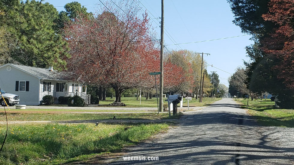 Roadway through Village of Weems near water